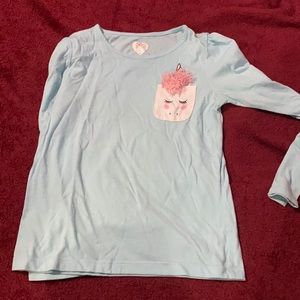 Baby blue , unicorn lil pocket on the left side